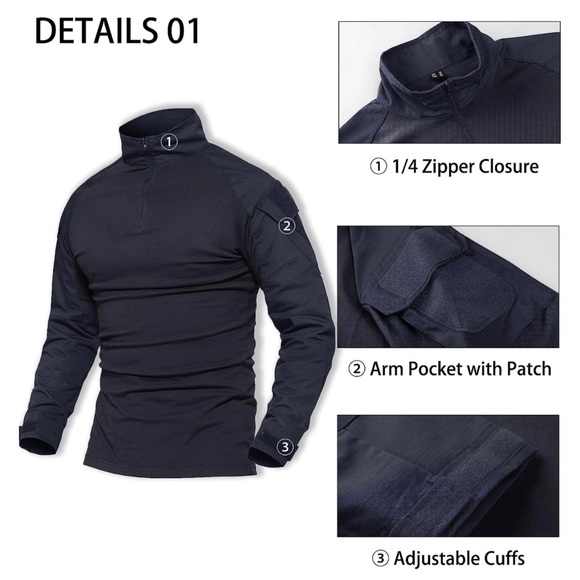 MAGCOMSEN Men's Tactical Military 1/4 Zip Long Sleeve Shirt with Pockets XL - Picture 4 of 7